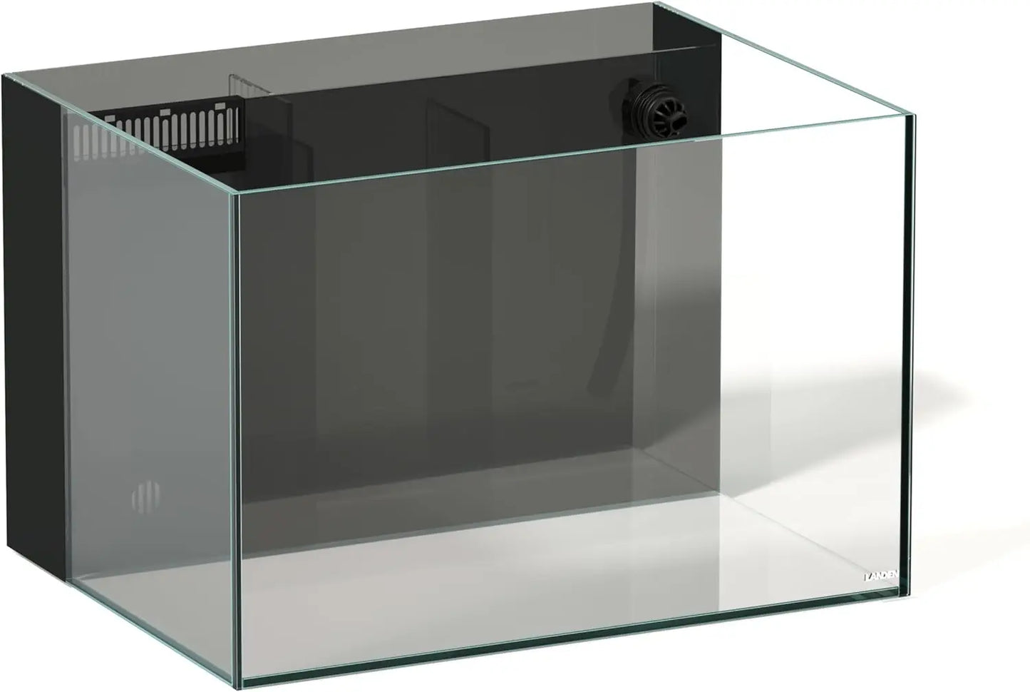 26.23 Gallon Ultra Clear All Glass Rimless Low Iron Aquarium Tank with Rear Filtration Chamber